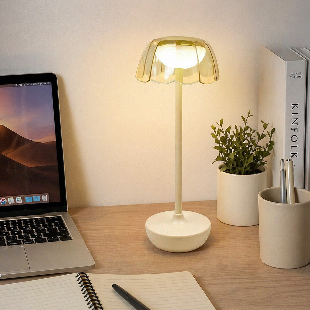 Настільна лампа на сонячній батареї 26,5см, з USB, BL-TL68S, Бежевий / LED-лампа настільна / Акумуляторна лампа нічник