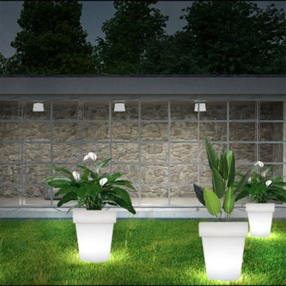 Вуличний вазон з LED та сонячною панеллю 19,3×16,5см, Garden Glow, Білий / Квітковий горщик / Пластикове кашпо для рослин