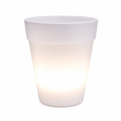 Вуличний вазон з LED та сонячною панеллю 19,3×16,5см, Garden Glow, Білий / Квітковий горщик / Пластикове кашпо для рослин