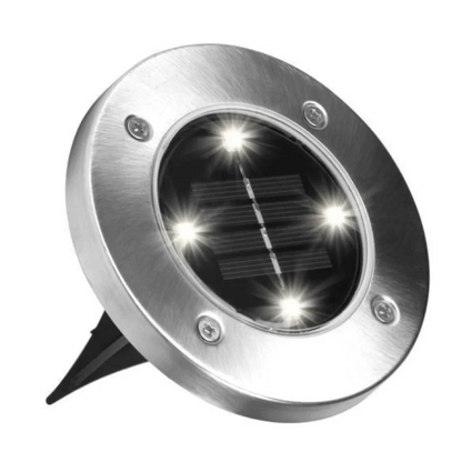 4 шт Садові світильники DiskLight, Сірий / Світильники на сонячній батареї / Вуличні ліхтарі з датчиком освітленості