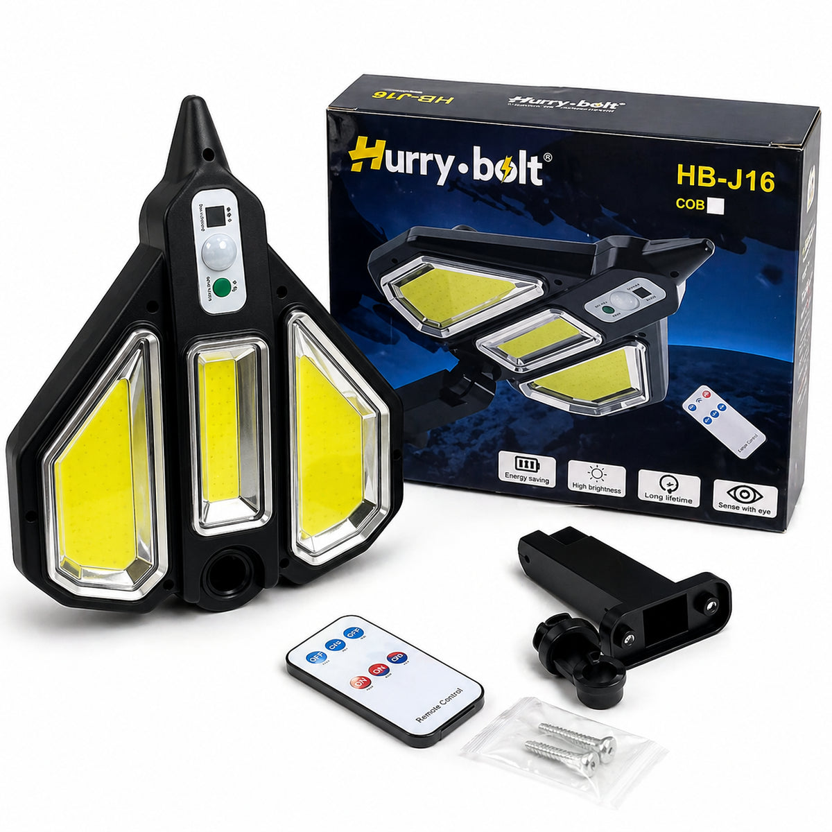 Вуличний світильник на сонячній батареї + пульт, 3 режими Hurry bolt Чорний / Ліхтар з датчиком руху/ Прожектор світлодіодний