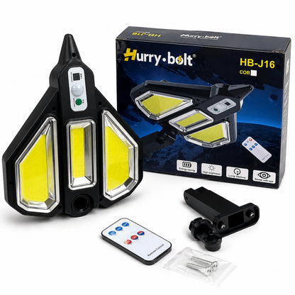 Вуличний світильник на сонячній батареї + пульт, 3 режими Hurry bolt Чорний / Ліхтар з датчиком руху/ Прожектор світлодіодний