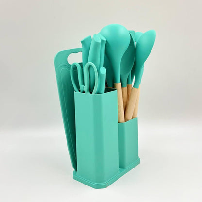 Набір кухонного приладдя, 19 предметів, Kitchen Set, Бірюзовий / Набір для кухні / Кухонне приладдя