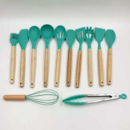 Набір кухонного приладдя, 19 предметів, Kitchen Set, Бірюзовий / Набір для кухні / Кухонне приладдя