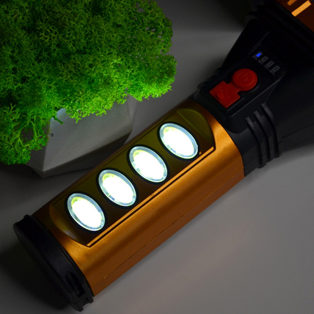 Акумуляторний ліхтар на сонячній батареї, USB, 5 режимів HB-707-2 Hurry Bolt Червоний / Прожектор з бічним світлом /Ручний ліхтар