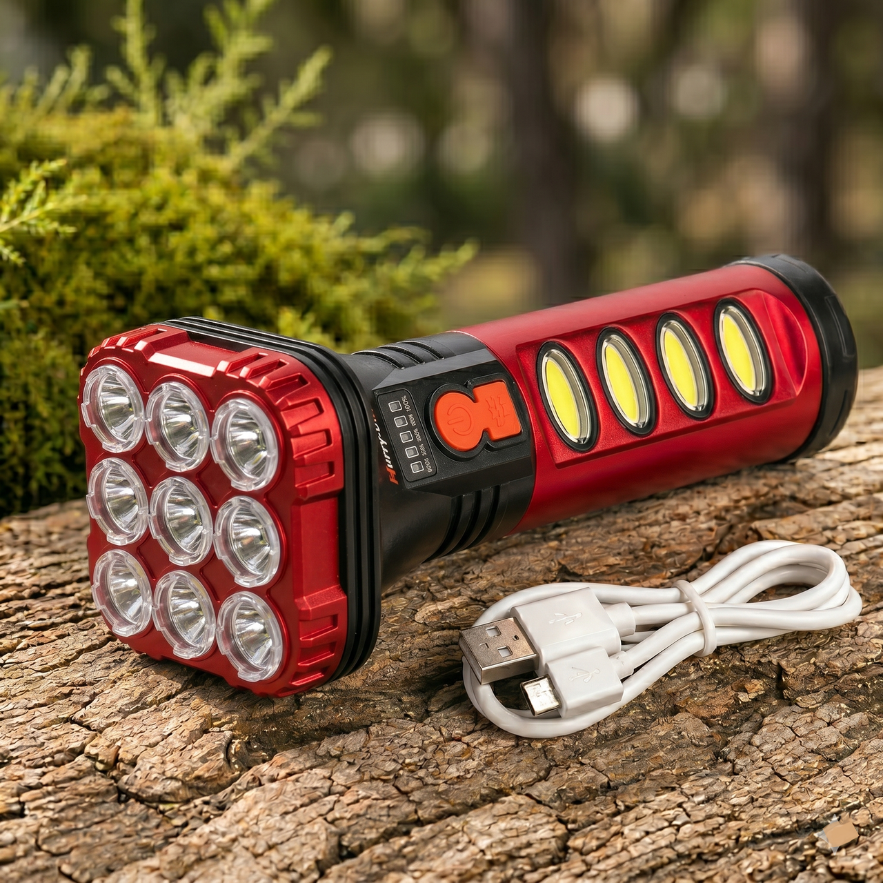Акумуляторний ліхтар на сонячній батареї, USB, 5 режимів HB-707-2 Hurry Bolt Червоний / Прожектор з бічним світлом /Ручний ліхтар
