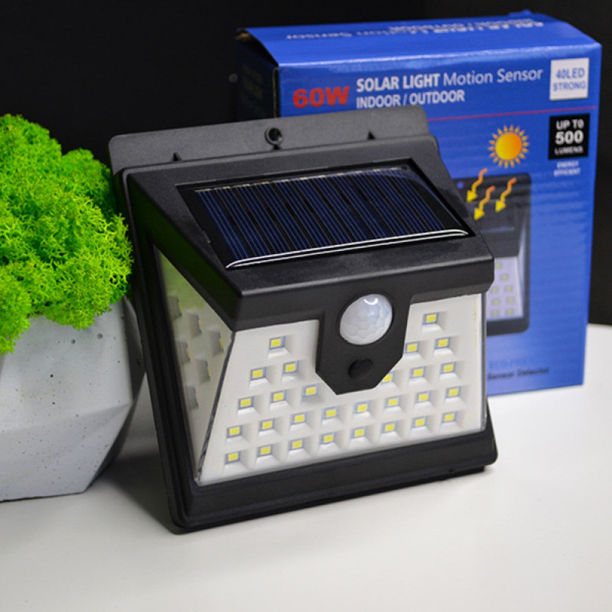 Вуличний світильник на сонячній батареї, LED, Motion Sensor, Чорний / Сенсорний ліхтар з датчиком руху / LED прожектор