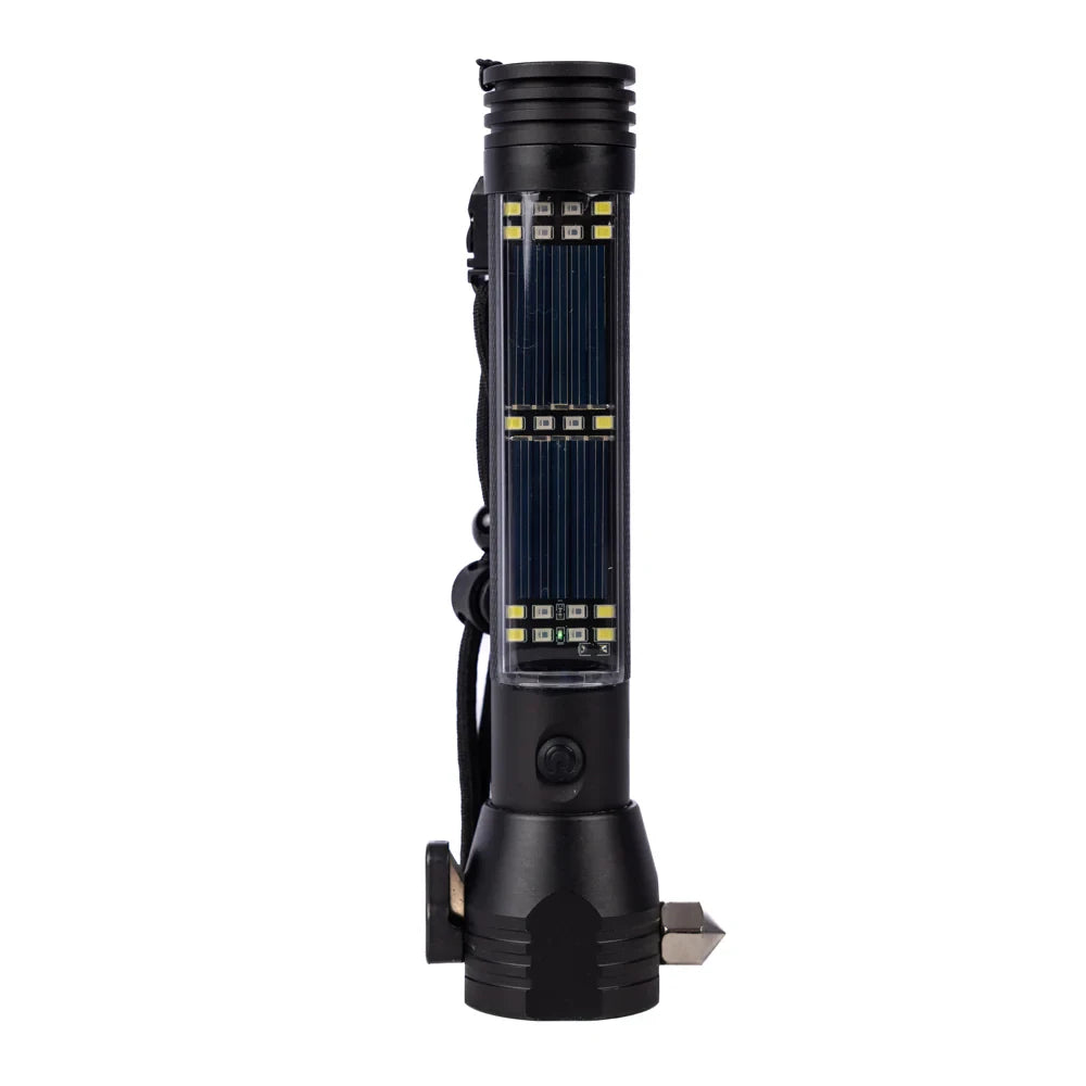 Ліхтар ручний із сонячною панеллю та USB, 5 режимів + Power Bank, Чорний / Ліхтар тактичний ручний / Акумуляторний ліхтарик