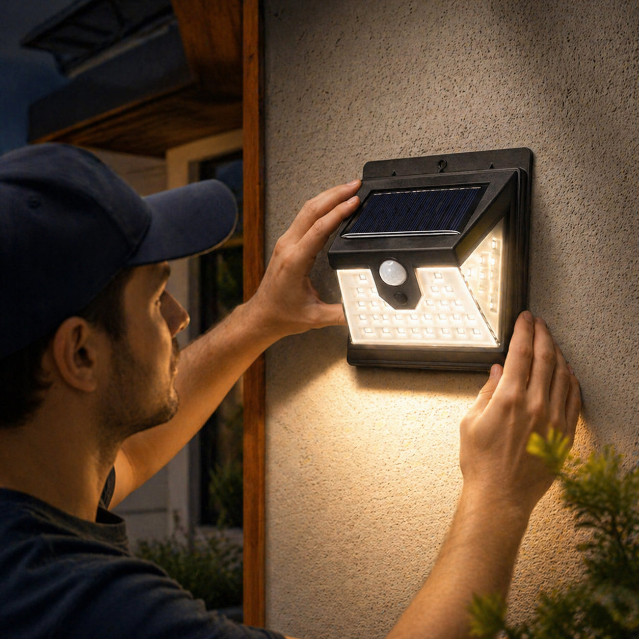 Вуличний світильник на сонячній батареї, LED, Motion Sensor, Чорний / Сенсорний ліхтар з датчиком руху / LED прожектор