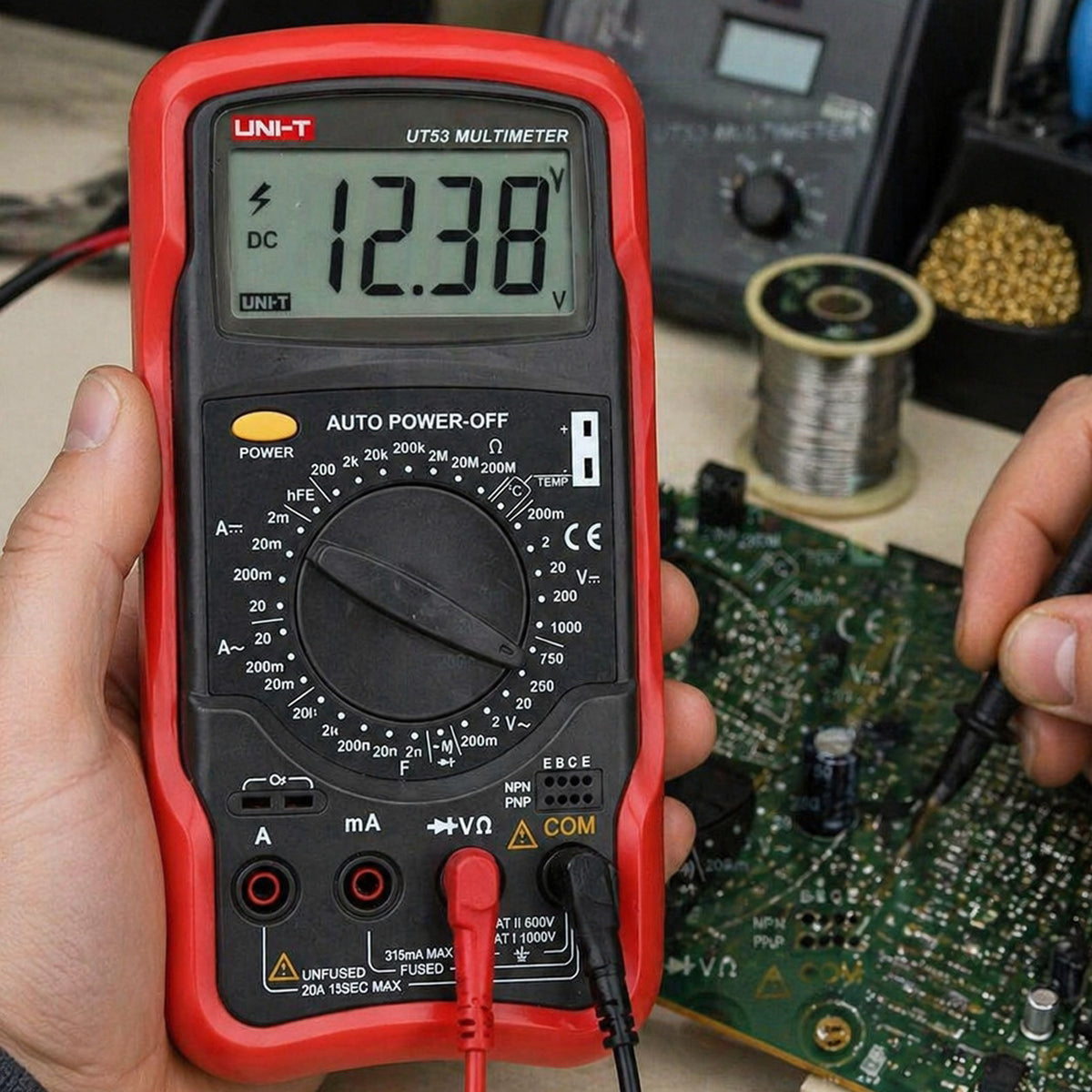 Універсальний мультиметр цифровий з термопарою, UNI-T UT53, Чорний / Тестер напруги / Вольтметр / Кишеньковий мультиметр