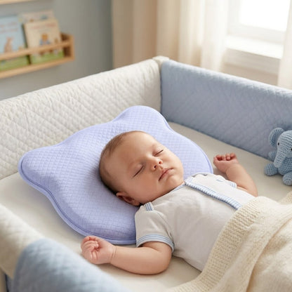Ортопедична подушка дитяча, 27х22х3см, BabyComfort PAPAELLA, Блакитна / Подушка з ефектом пам'яті / Подушка для немовлят