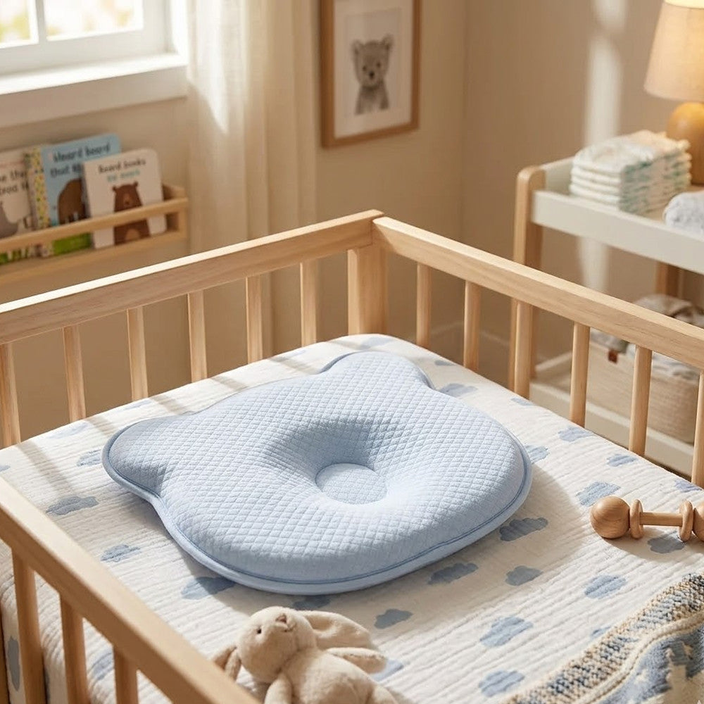 Ортопедична подушка дитяча, 27х22х3см, BabyComfort PAPAELLA, Блакитна / Подушка з ефектом пам'яті / Подушка для немовлят