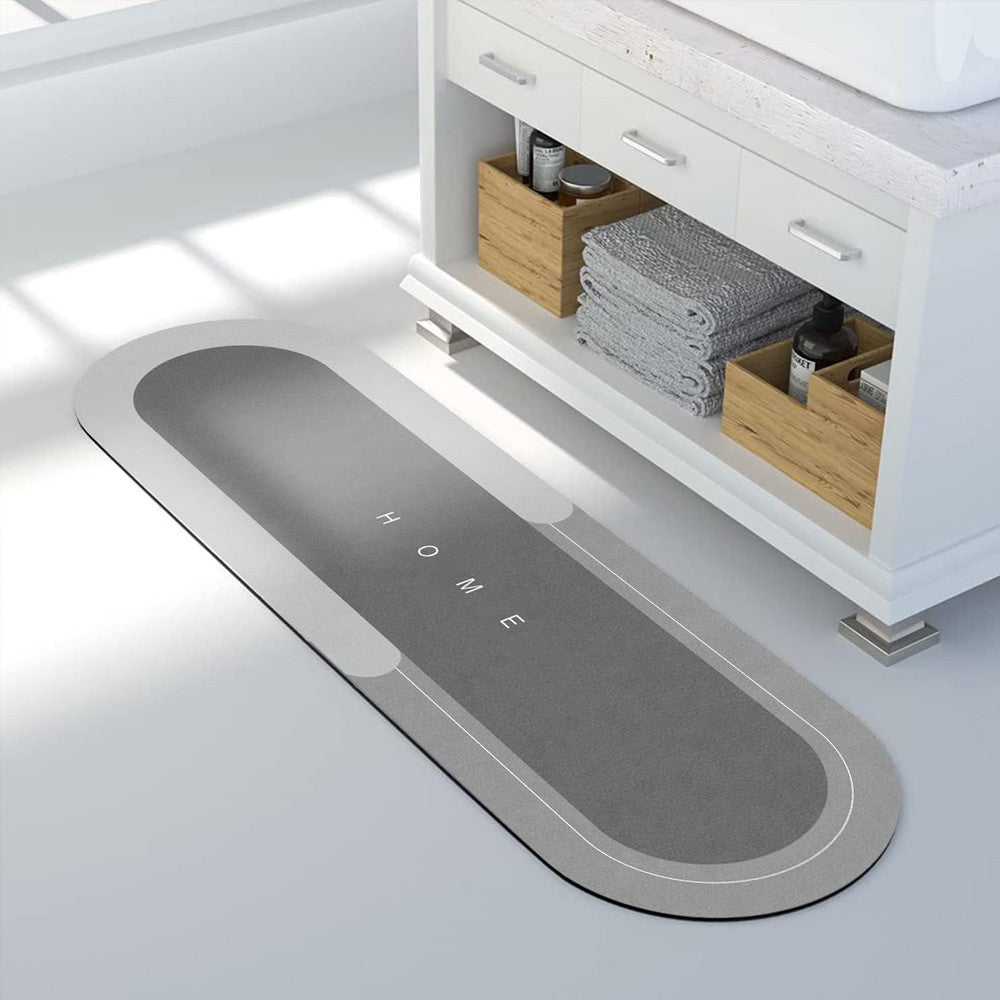 Вологопоглинаючий овальний килимок у ванну або кухню 40x120 см Home, W006, Сірий / Антиковзний килимок для кухні або ванної