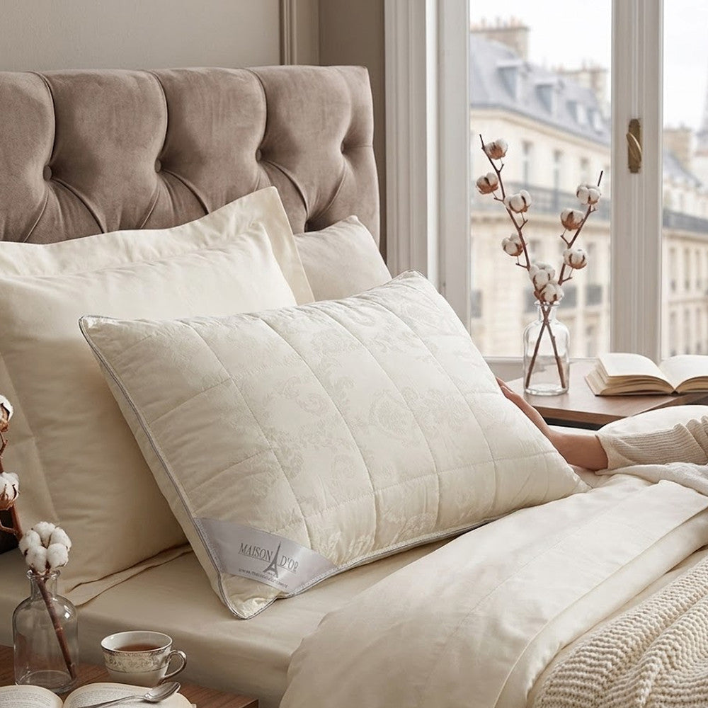 Подушка з чохлом на блискавці, 70х50см, Maison D'or Mirabella Jaquard / Стьобана подушка гіпоалергенна / Подушка для сну