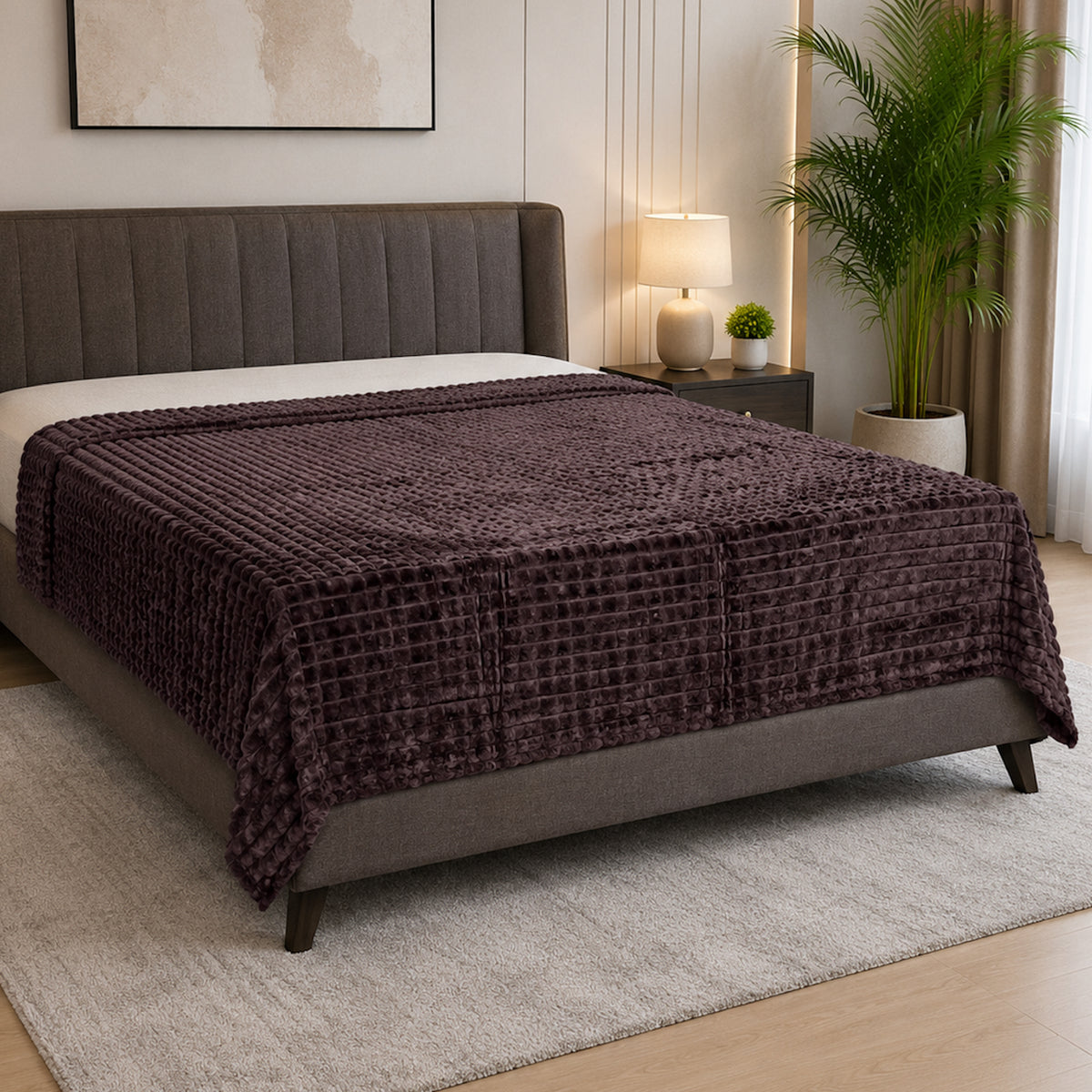 Покривало велюрове, 200х180см, поліестер / Покривало на ліжко / Покривало з велюру / Двоспальне покривало