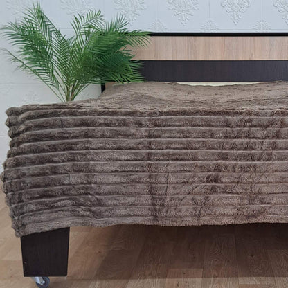 Велюрове покривало полуторне, 150х200см, Light Brown, Світло-/ Плед велюровий / Покривало-плед / Покривало на ліжко