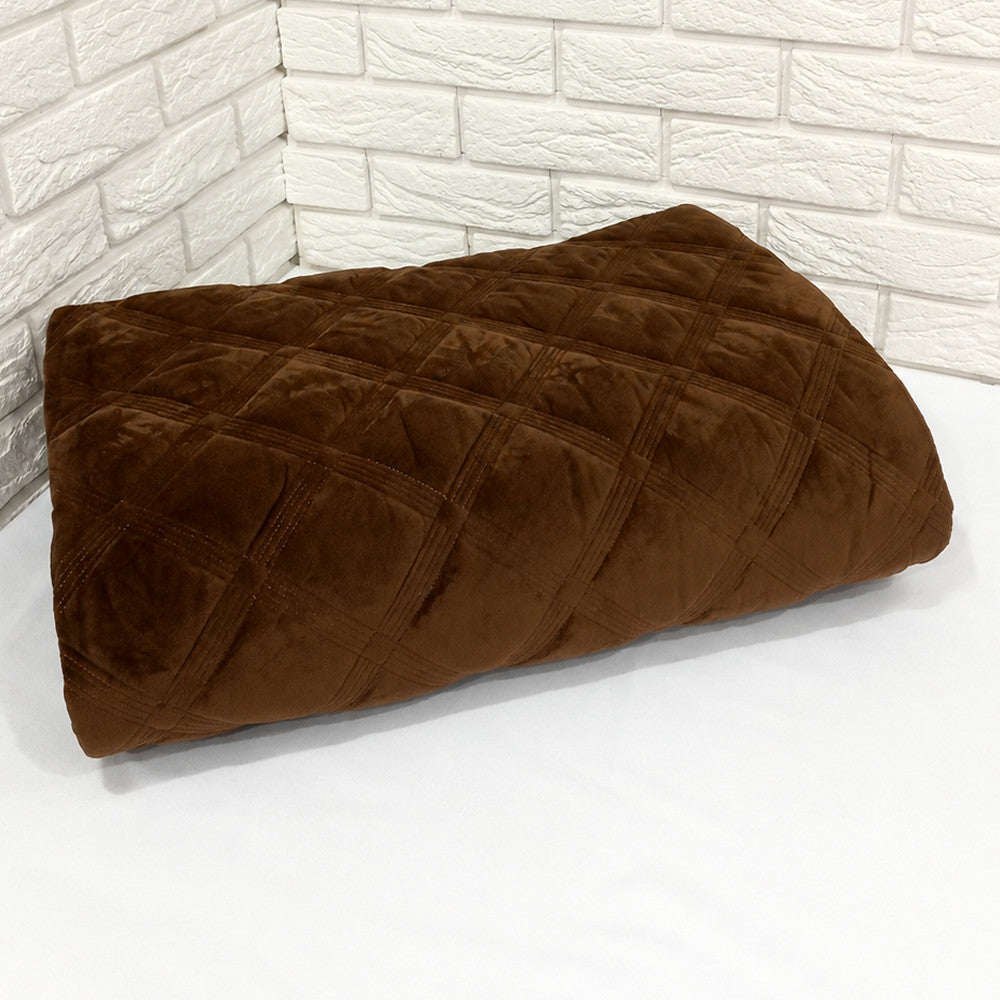 Велюрове покривало євророзмір, 200х230см, Model-2 Brown / Покривало-плед / Плюшеве покривало на ліжко / Плед з велюру