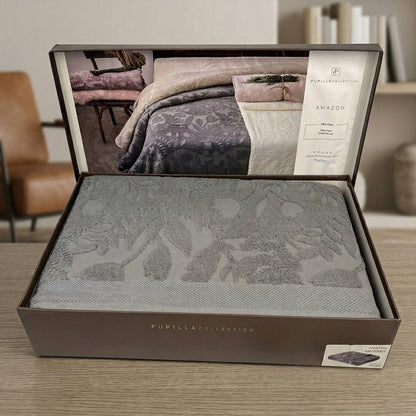 Покривало піке 240х220 см, (100% бавовна) Pupilla Amazon Antrasit / Бавовняний плед / Покривало на двоспальне ліжко
