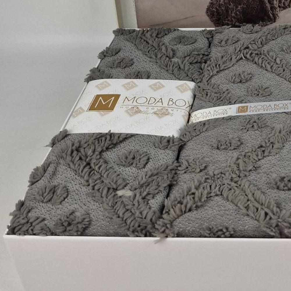 Покривало 260х240см, 2 наволочки 70х50см, Moda Box, Сіро-коричневий / Покривало з наволочками / Комплект покривало + наволочки