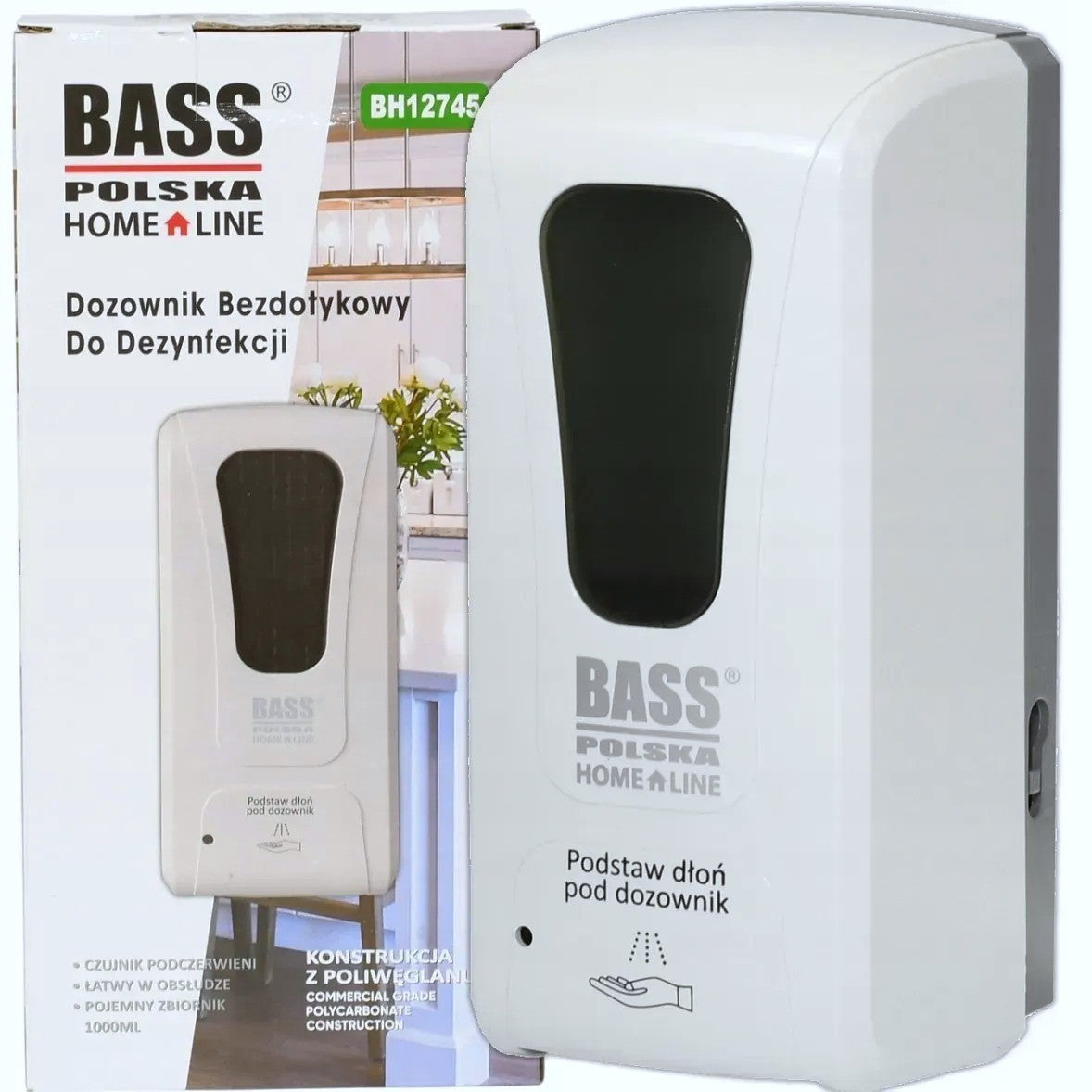 Автоматичний безконтактний дозатор для рідкого мила, 1000 мл, Bass Polska BH 12745 / Диспенсер автоматичний