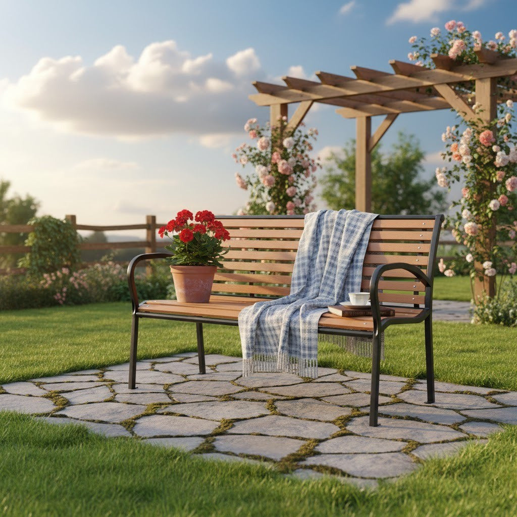 Садова лава Garden Line MEB0865 зі спинкою, 125 см / Садова лава / Лавка вулична