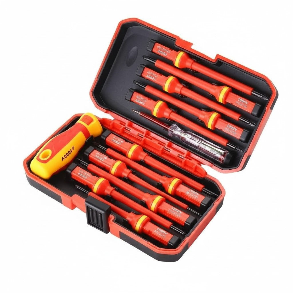 Набір діелектричних викруток Kraft&Dele KD5972, 14 шт, 1000В / Набір викруток для електрики / Комплект ізольованих отворів