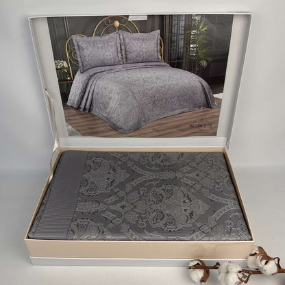 Жакардове покривало 260x240см, 2 наволочки 70х50см, Maison D'or Pauline, / Покривало жакардове на двоспальне ліжко