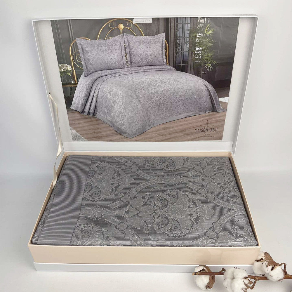 Жакардове покривало 260x240см, 2 наволочки 70х50см, Maison D'or Pauline, / Покривало жакардове на двоспальне ліжко