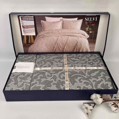 Жакардове покривало + 2 наволочки, 260х240см, Moda Box Selvi, / Покривало на ліжко / Набір покривало з наволочками