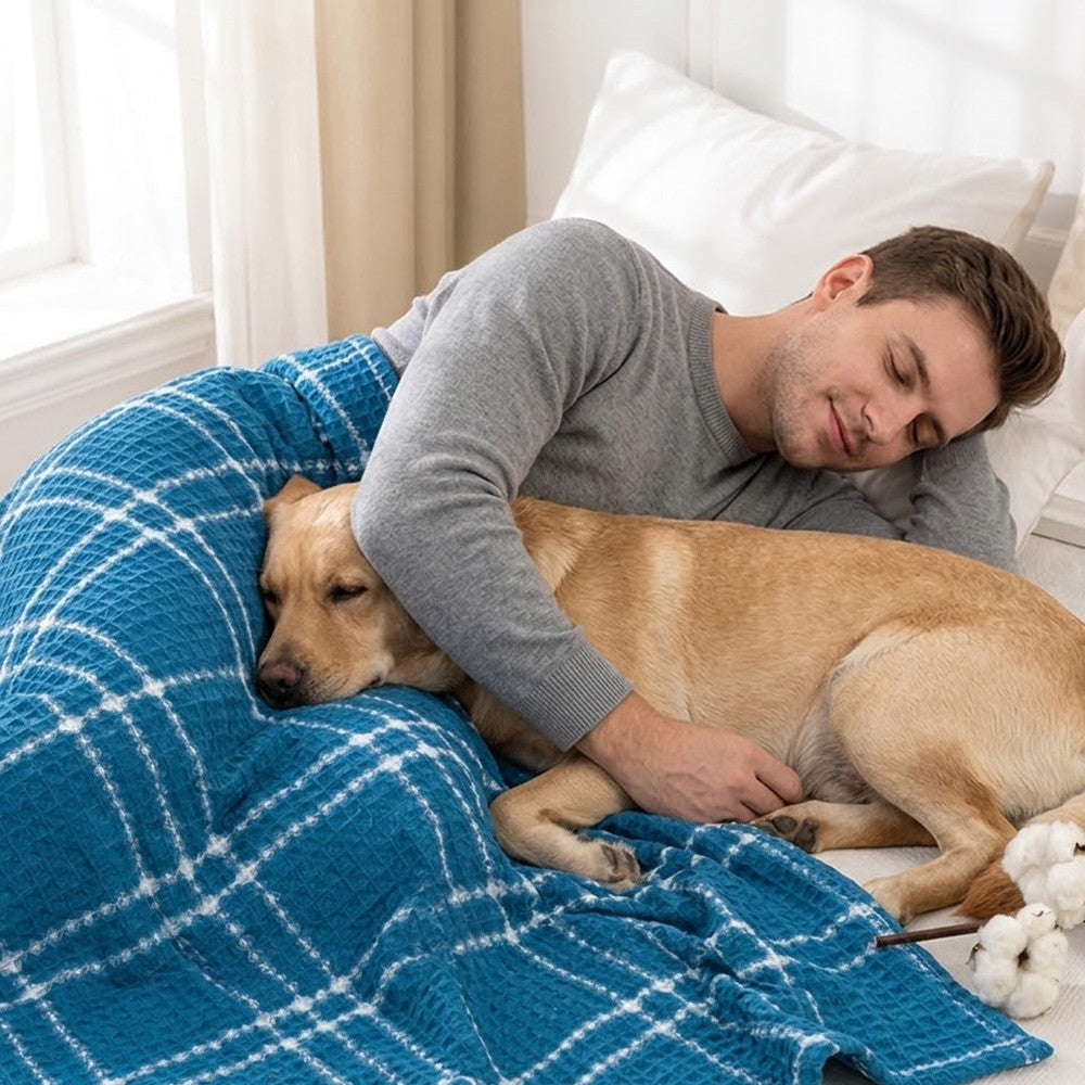 Покривало піке вафельне, 200х220см, Philippus Ekose Turkuaz, Синьо-блакитне / Вафельний плед піке / Легке покривало плед для дому