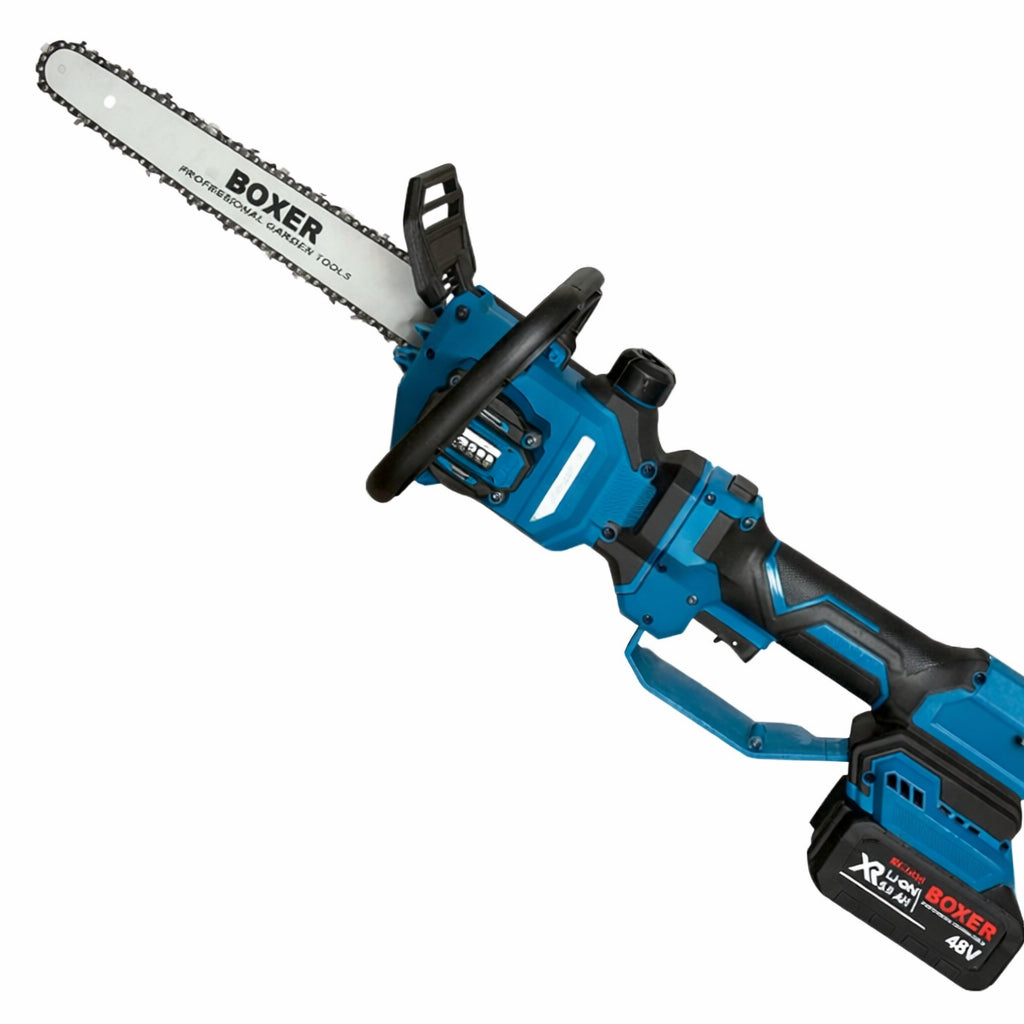 Акумуляторна ланцюгова пила, 12”, 2 АКБ 48В, Синій / Електрична пила для обрізання дерев / Пила на акумуляторі / Електропила