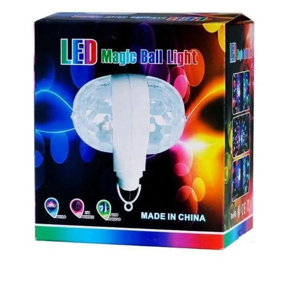Диско лампа RGB LED Magic Ball 7W, E27, 220V, обертова, 6 LED, LW SMQ01, Білий / Диско куля, лампа RGB для вечірки, свята