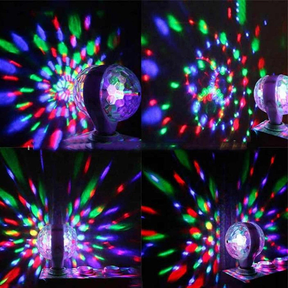 Диско лампа RGB LED Magic Ball 7W, E27, 220V, обертова, 6 LED, LW SMQ01, Білий / Диско куля, лампа RGB для вечірки, свята