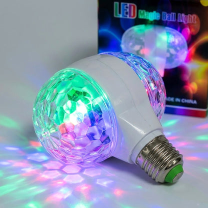 Диско лампа RGB LED Magic Ball 7W, E27, 220V, обертова, 6 LED, LW SMQ01, Білий / Диско куля, лампа RGB для вечірки, свята