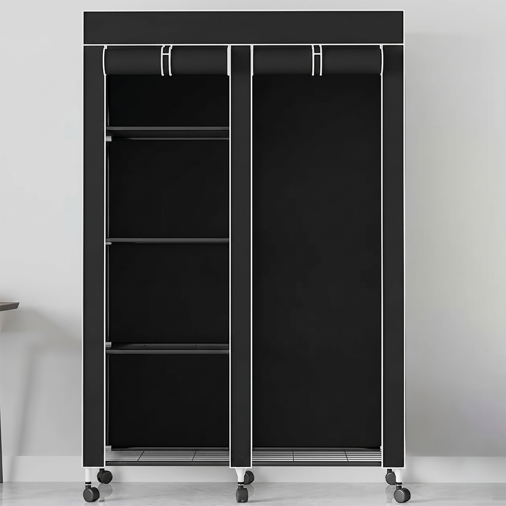 Каркасна тканинна шафа для одягу та 4 полиці, 175х100х45см, Коричнева / Шафа органайзер для речей / Тканинний стелаж органайзер