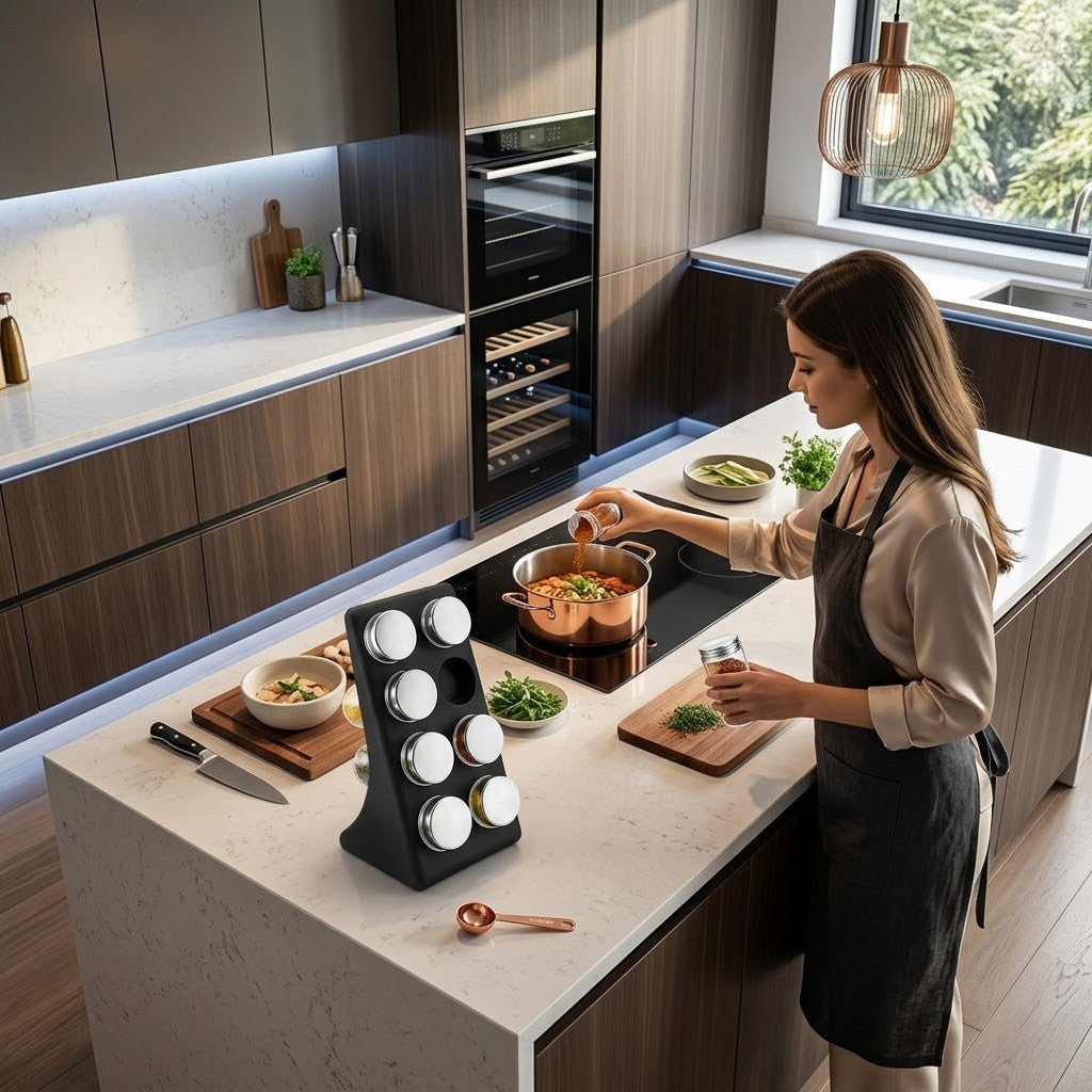 Органайзер для спецій 8 баночок, Kitchen Craft, / Набір для спецій на підставці / Баночки для спецій