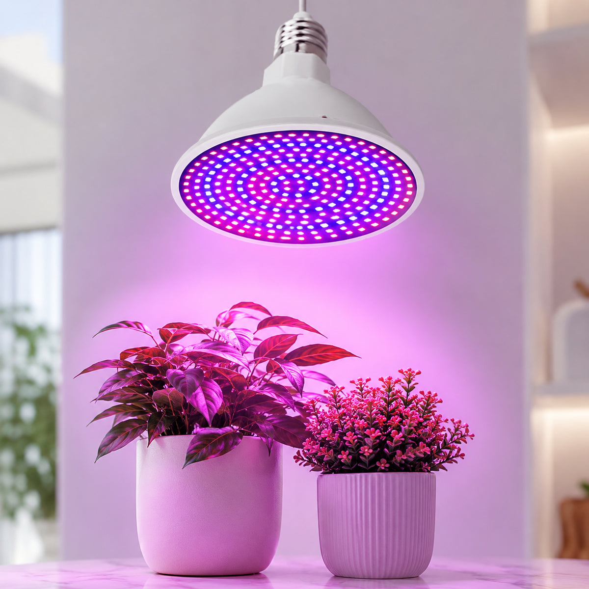 Світлодіодна фітолампа для вирощування рослин E27, 200 LED, 20 Вт, Біла / LED Лампочка для рослин / Лампа на цоколі для рослин