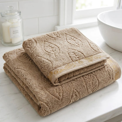 Комплект рушників з махри, 2шт, 90х50см, 140х70см, АЕ Microcotton-2, / Махрові рушники / Коттонові рушники