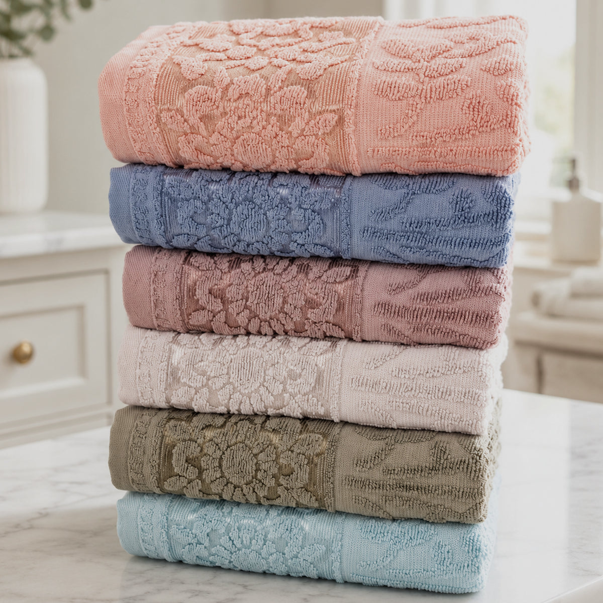 Набір рушників махрових, 6шт, Prime Cotton Lydia (A395) / Набір банних рушників / Комплект рушників для ванної