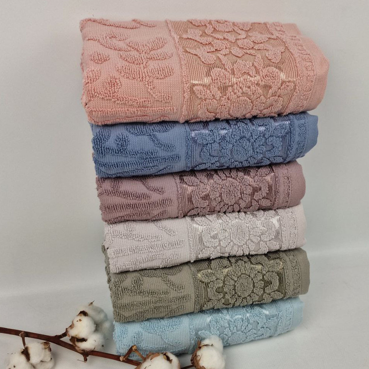 Набір рушників махрових, 6шт, Prime Cotton Lydia (A395) / Набір банних рушників / Комплект рушників для ванної