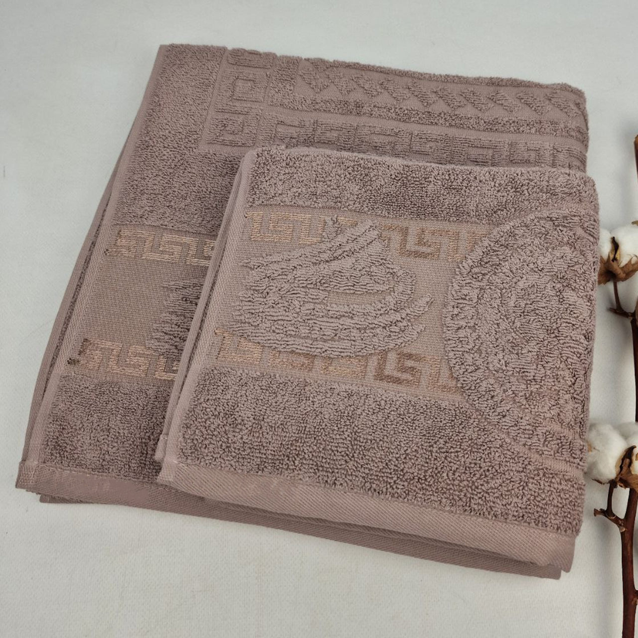Набір рушників махрових, 2шт(140х70см, 90х50см), Lux Cotton Pilimunus (Е818), / Комплект рушників для ванної