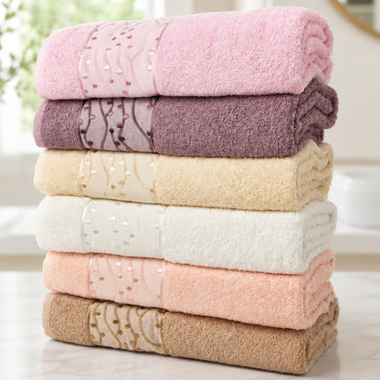 Набір рушників махрових, 6шт, Moss Cotton Damla (A559) / Комплект рушників для ванної / Бавовняні рушники