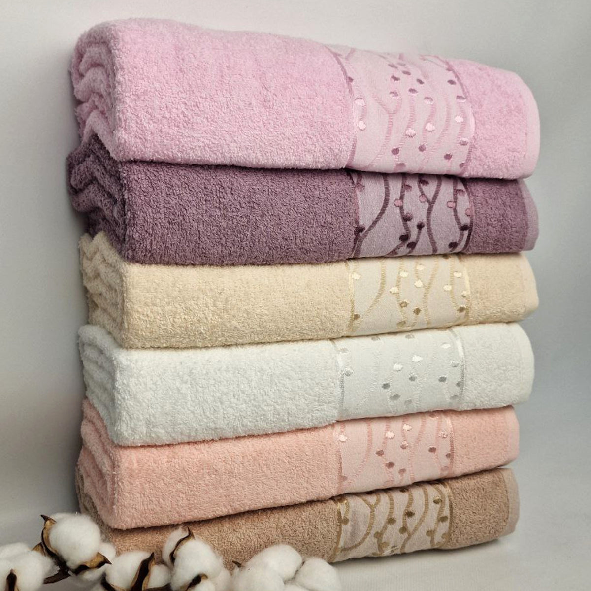 Набір рушників махрових, 6шт, Moss Cotton Damla (A559) / Комплект рушників для ванної / Бавовняні рушники