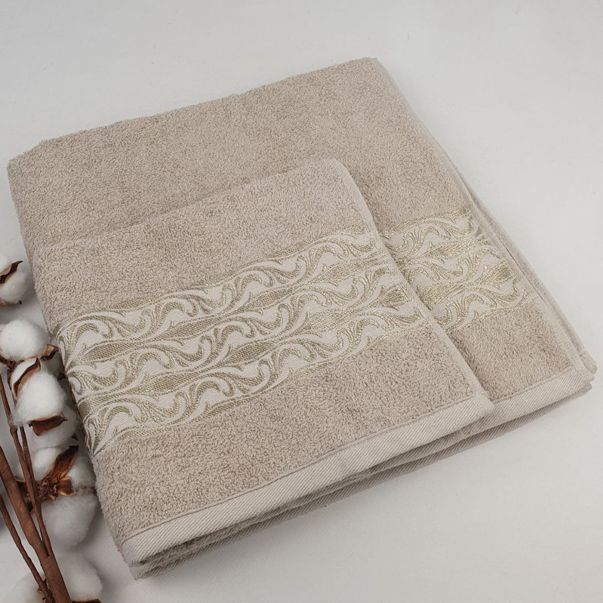 Набір рушників махрових, 2шт(140х70см, 90х50см), Moss Cotton Mary, / Бавовняні рушники / Рушник банний