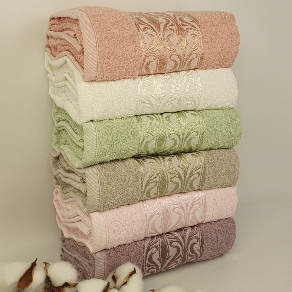 Набір рушників махрових, 6шт, Moss Cotton Mary / Набір банних рушників / Бавовняні рушники