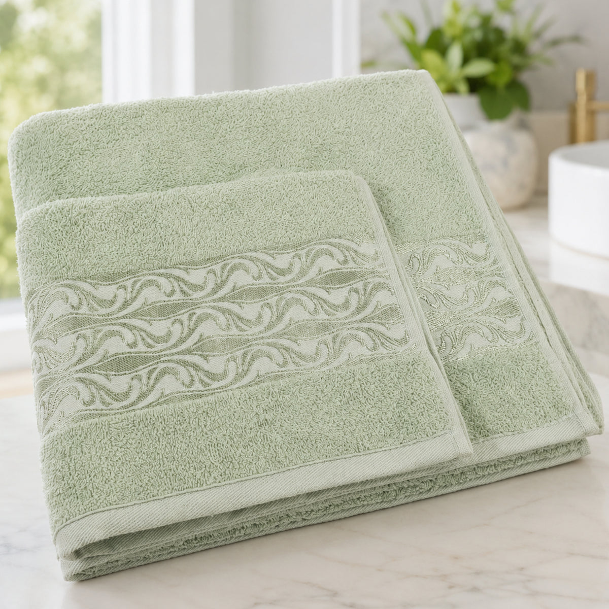 Набір рушників махрових, 2шт(140х70см, 90х50см), Moss Cotton Mary, / Бавовняні рушники / Рушник банний
