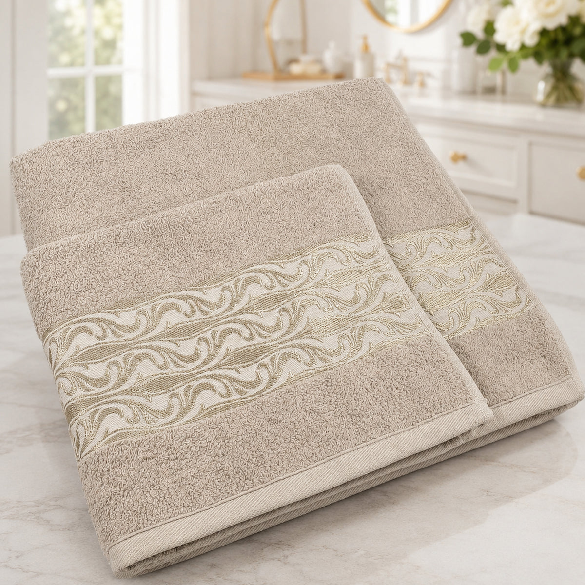 Набір рушників махрових, 2шт(140х70см, 90х50см), Moss Cotton Mary, / Бавовняні рушники / Рушник банний