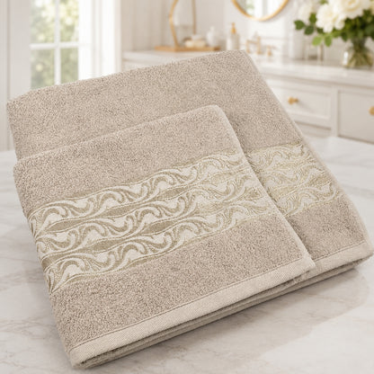 Набір рушників махрових, 2шт(140х70см, 90х50см), Moss Cotton Mary, / Бавовняні рушники / Рушник банний