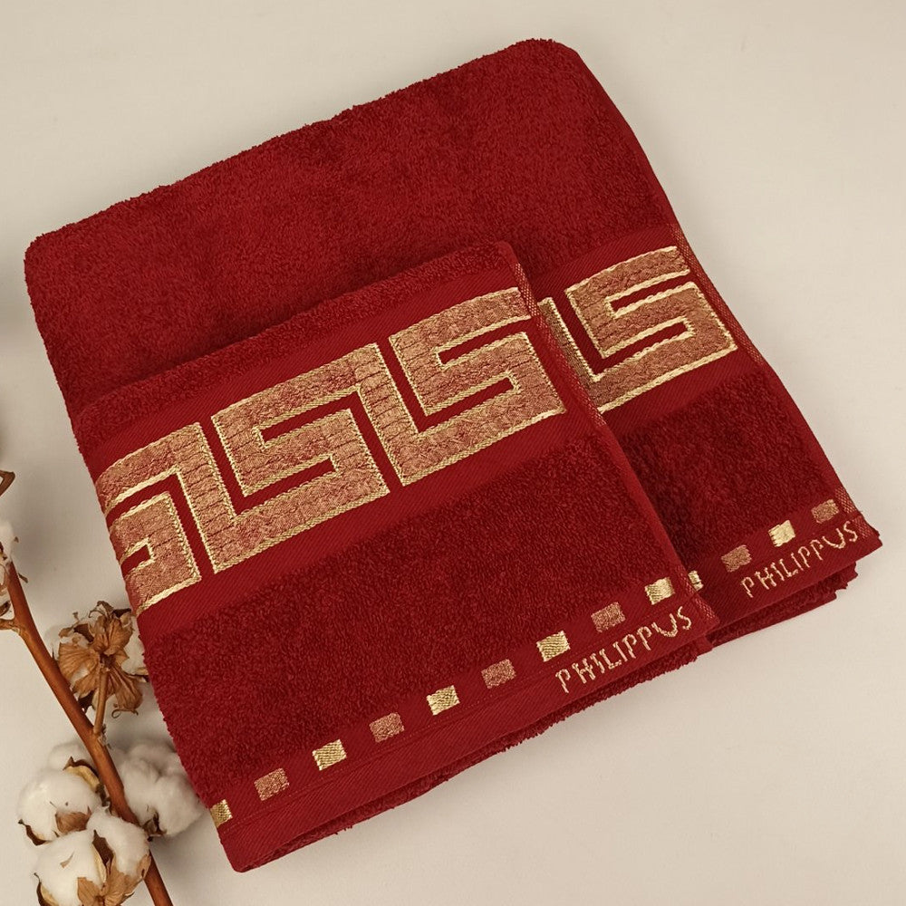 Набір махрових рушників 2шт, 140х70см, 90х50см, Philippus Cross Cotton, / Комплект рушників / Бавовняні рушники