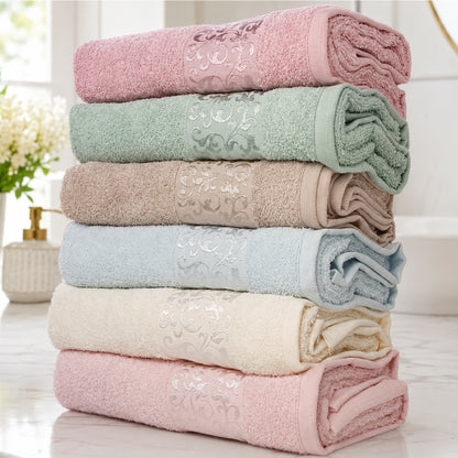 Набір рушників махрових, 6шт, 140х70см, Super Cotton Ruby / Комплект рушників з бавовни / Махрові рушники